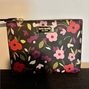kate spade Black Floral Clutch - Red and Pink Accents